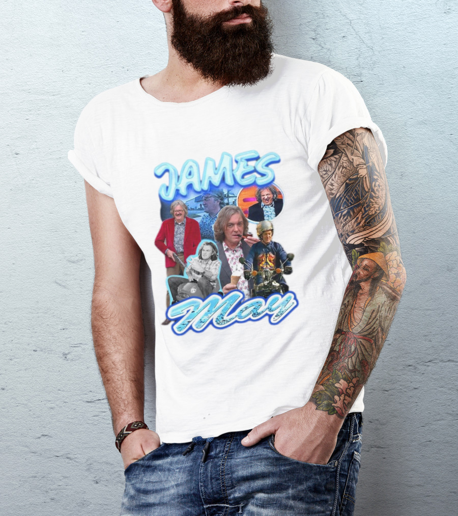 James May Vintage Ice Cream Motorbike Collage T-Shirt