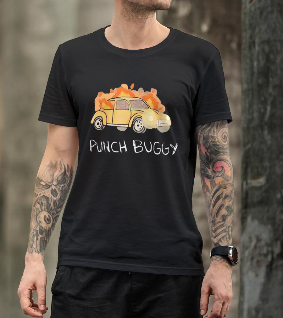 Punch Buggy Car On Fire Iconic Flames Image T-Shirt