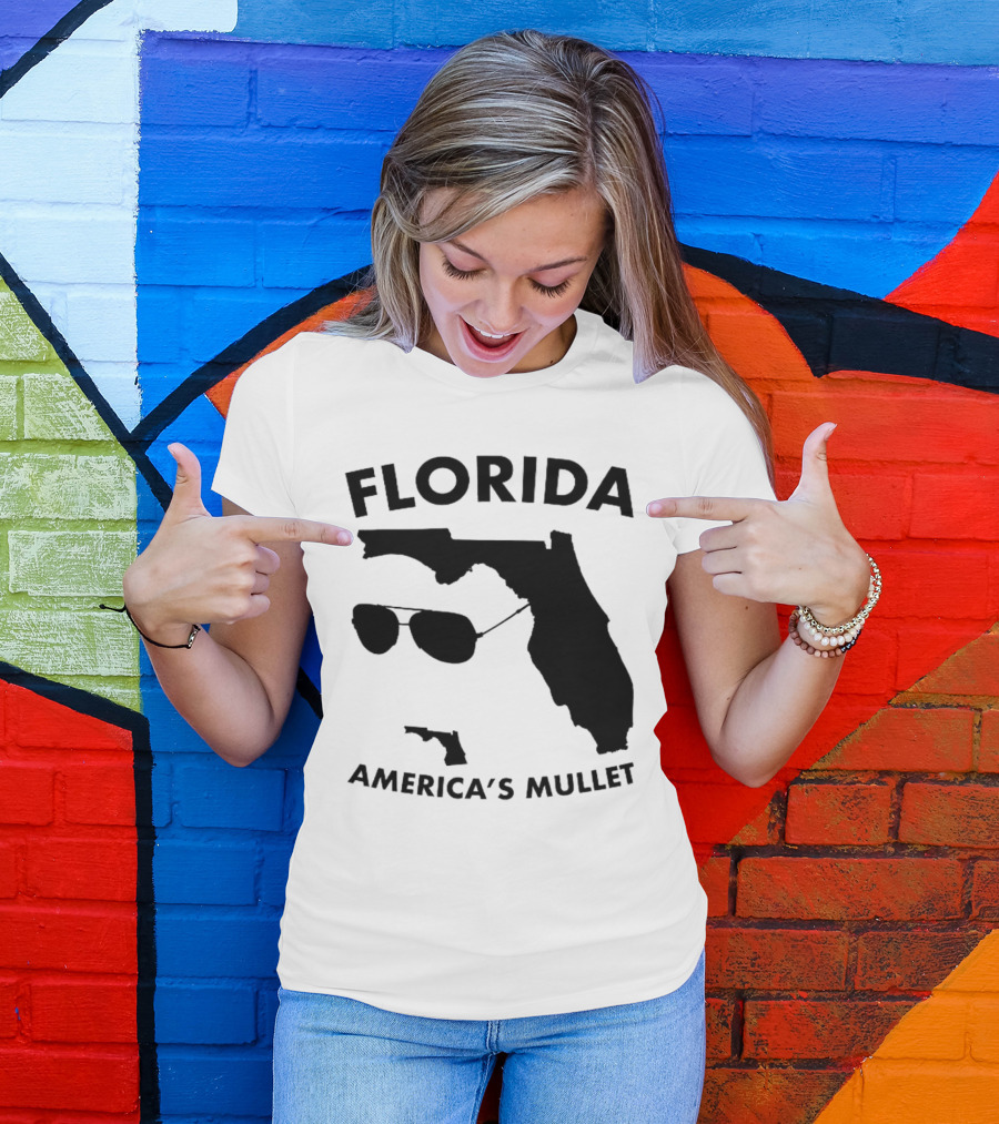 Florida America's Mullet Sunglasses State Outline T-Shirt