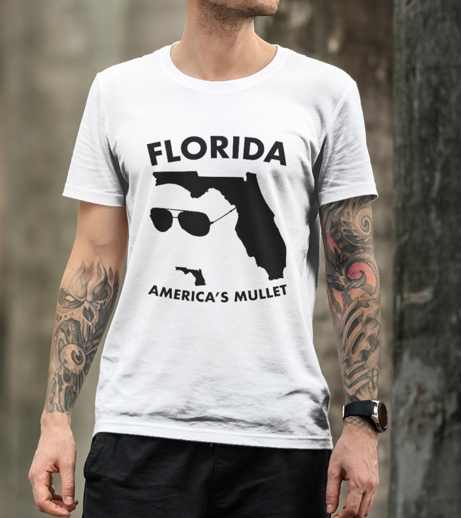 Florida America's Mullet Sunglasses State Outline T-Shirt