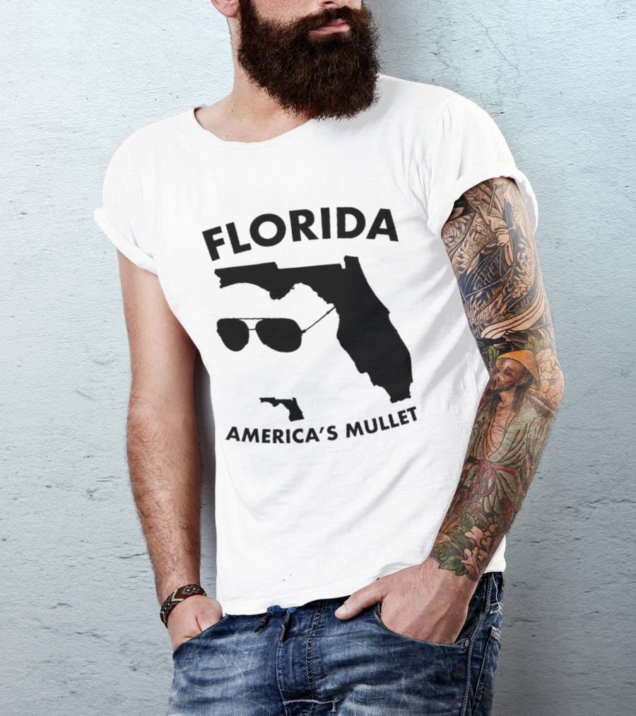 Florida America's Mullet Sunglasses State Outline T-Shirt