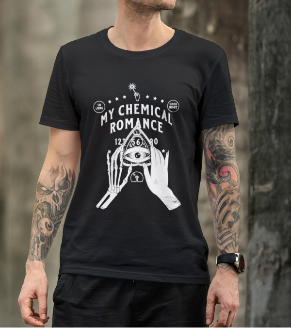 My Chemical Romance Ouija Planchette So Long Good Night Skeleton Hand 1234567890 T-Shirt