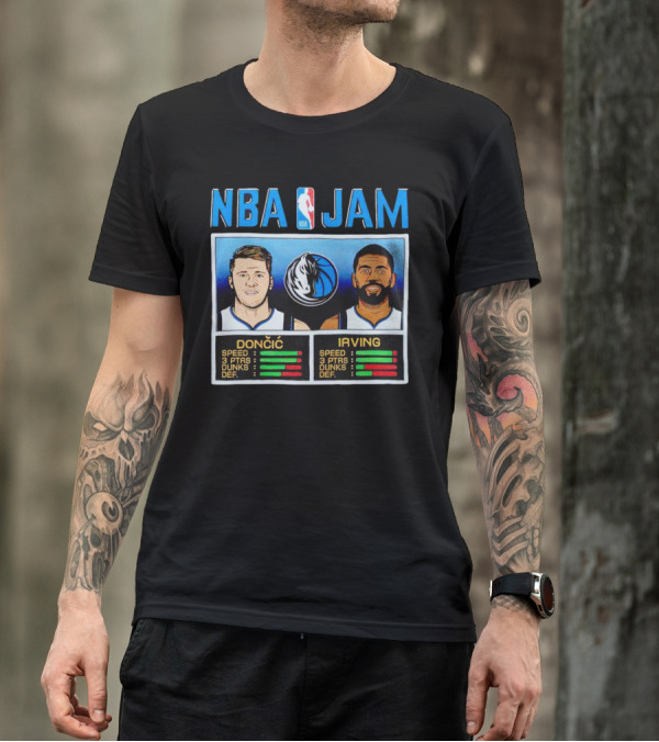 NBA Jam Mavericks Luka Dončić Kyrie Irving Stats T-Shirt