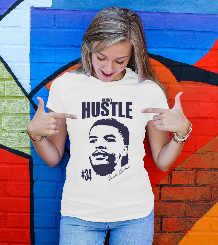 Kenny Hustle Kenrich Williams #34 Signed Face T-Shirt