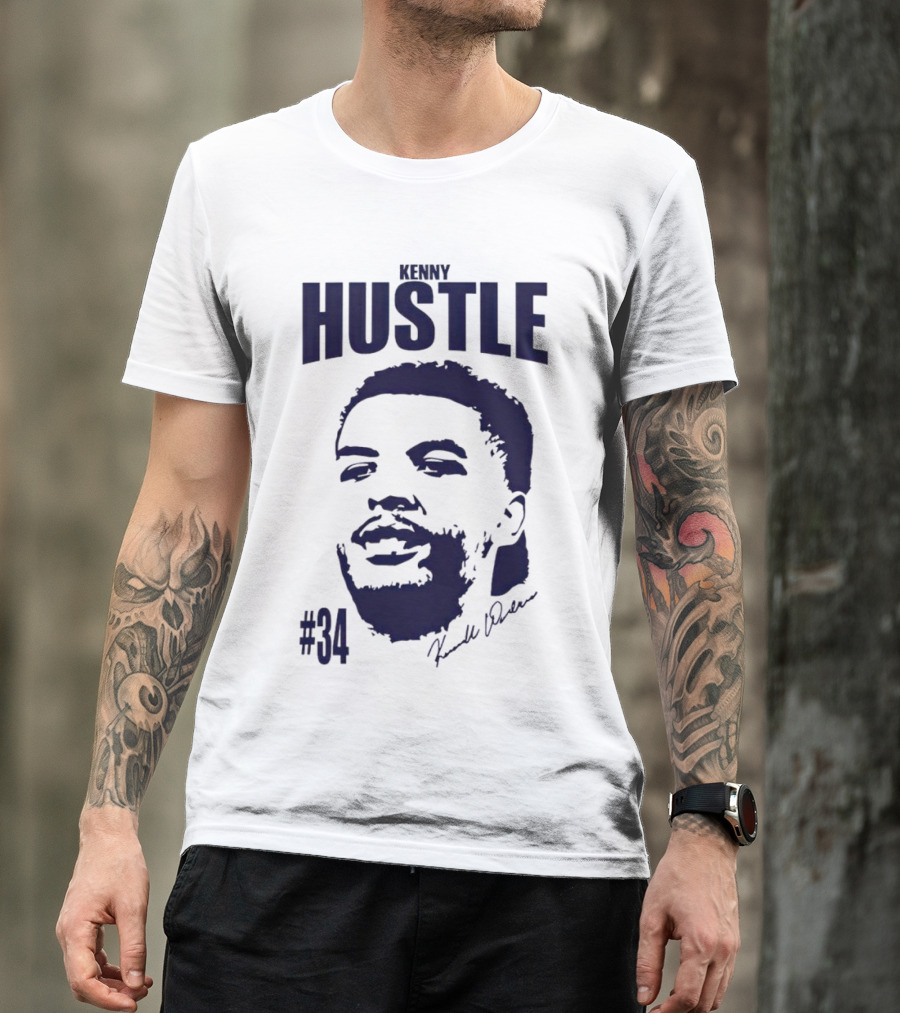 Kenny Hustle Kenrich Williams #34 Signed Face T-Shirt