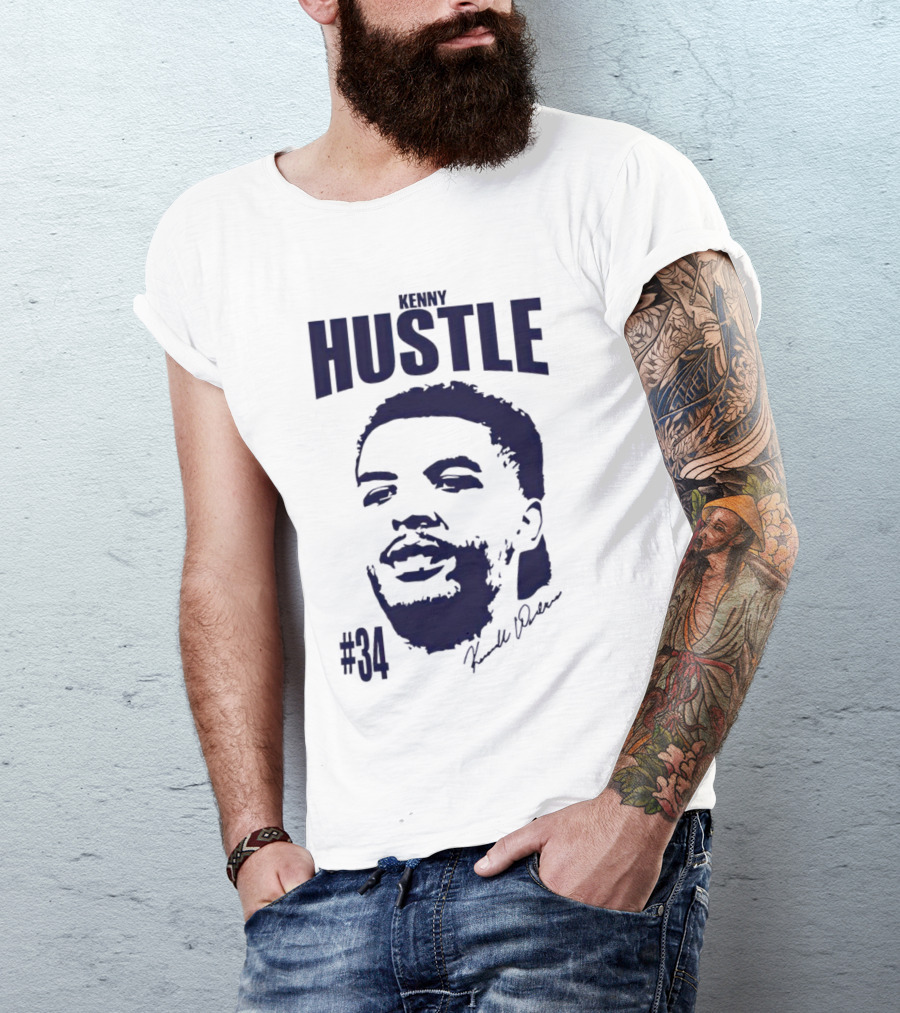 Kenny Hustle Kenrich Williams #34 Signed Face T-Shirt