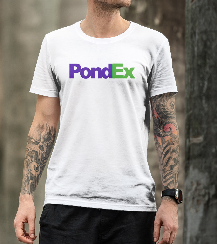 PondEx Bold Purple Green Text T-Shirt
