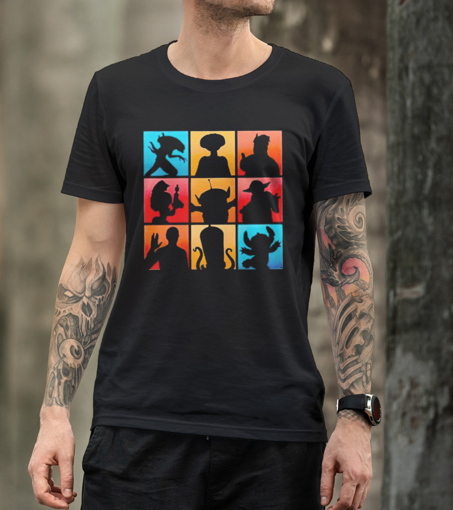 The Alien Gang Iconic Pop Culture Sci-Fi Silhouettes Compilation T-Shirt