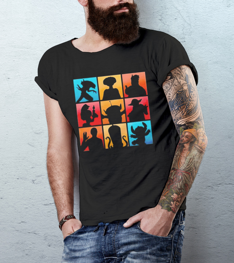 The Alien Gang Iconic Pop Culture Sci-Fi Silhouettes Compilation T-Shirt