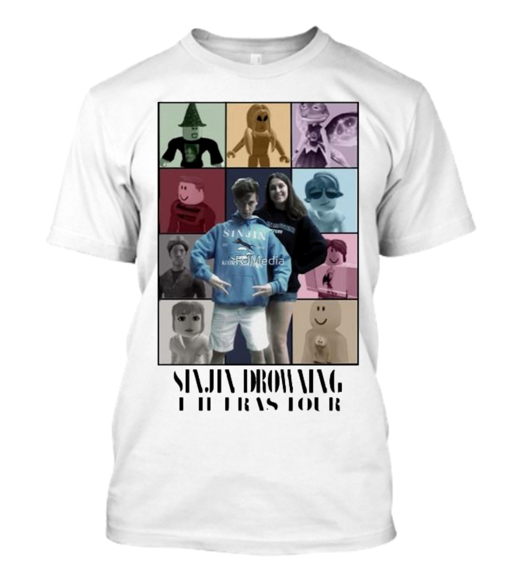 Sinjin Drowning The Eras Tour Roblox Character Montage T-Shirt