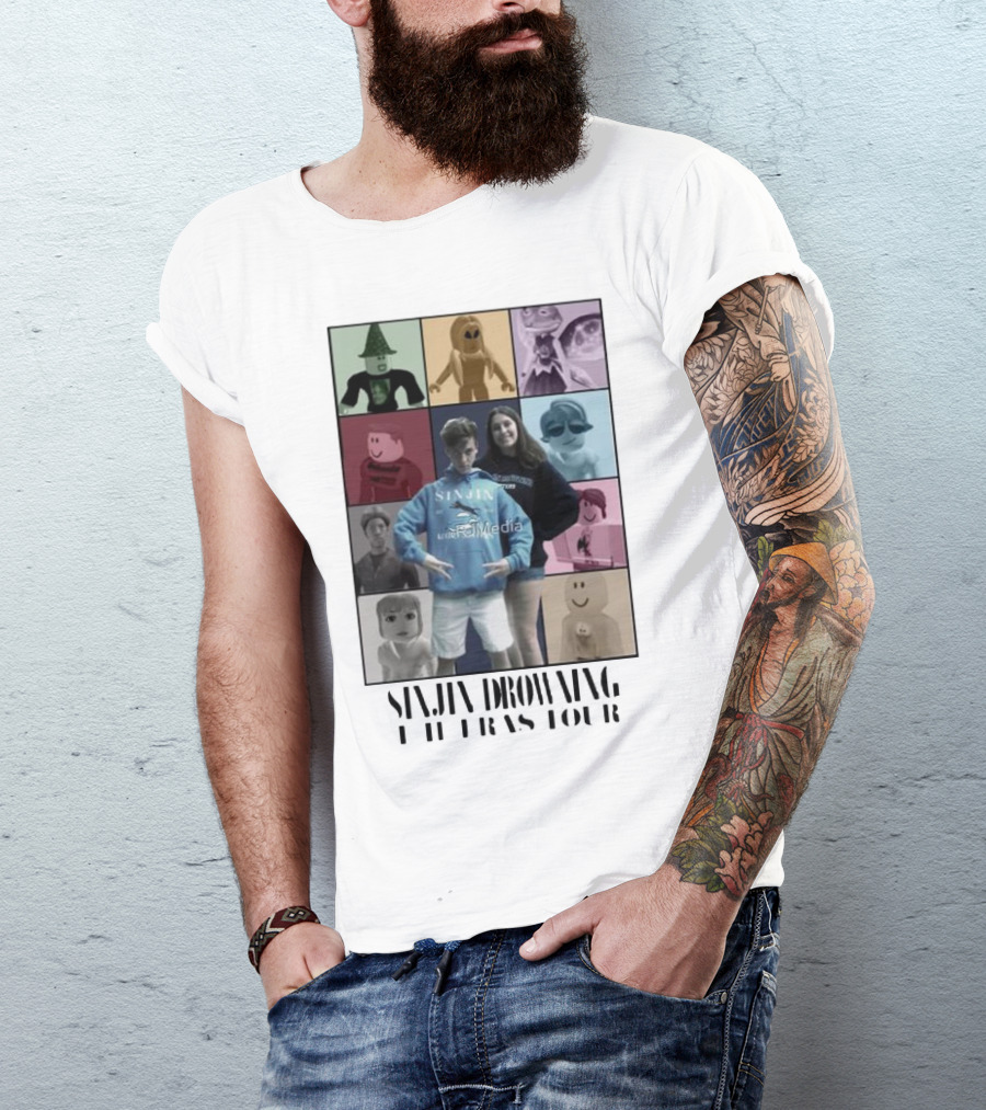 Sinjin Drowning The Eras Tour Roblox Character Montage T-Shirt