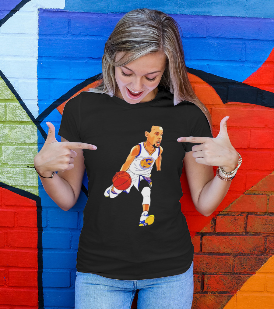 Steph Curry Oakland Basketball Cartoon Golden State Warriors T-Shirt