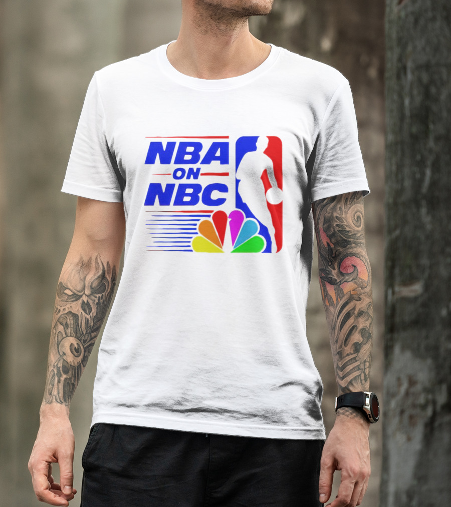 NBA On NBC Basketball Silhouette With Peacock T-Shirt