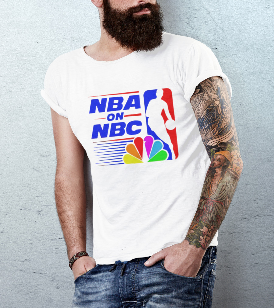 NBA On NBC Basketball Silhouette With Peacock T-Shirt