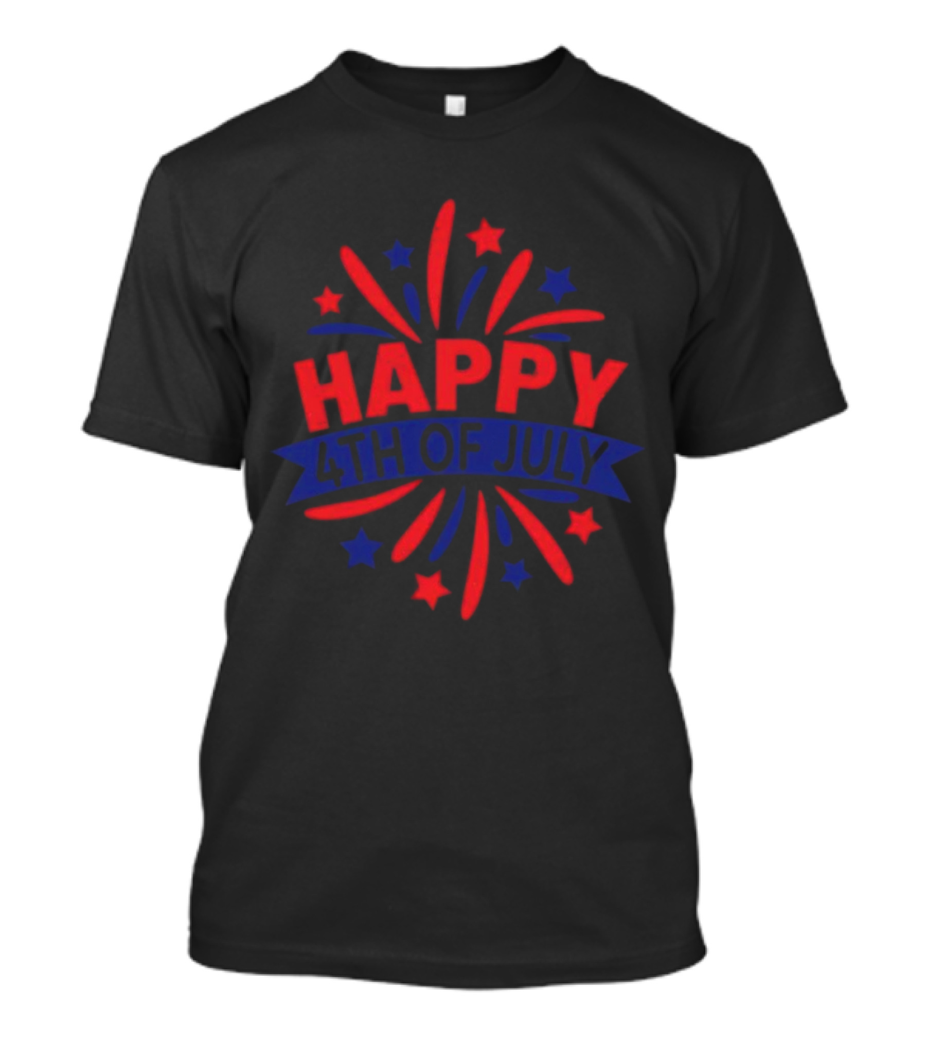 Happy 4th Of July Red Blue Stars Fireworks T-Shirt