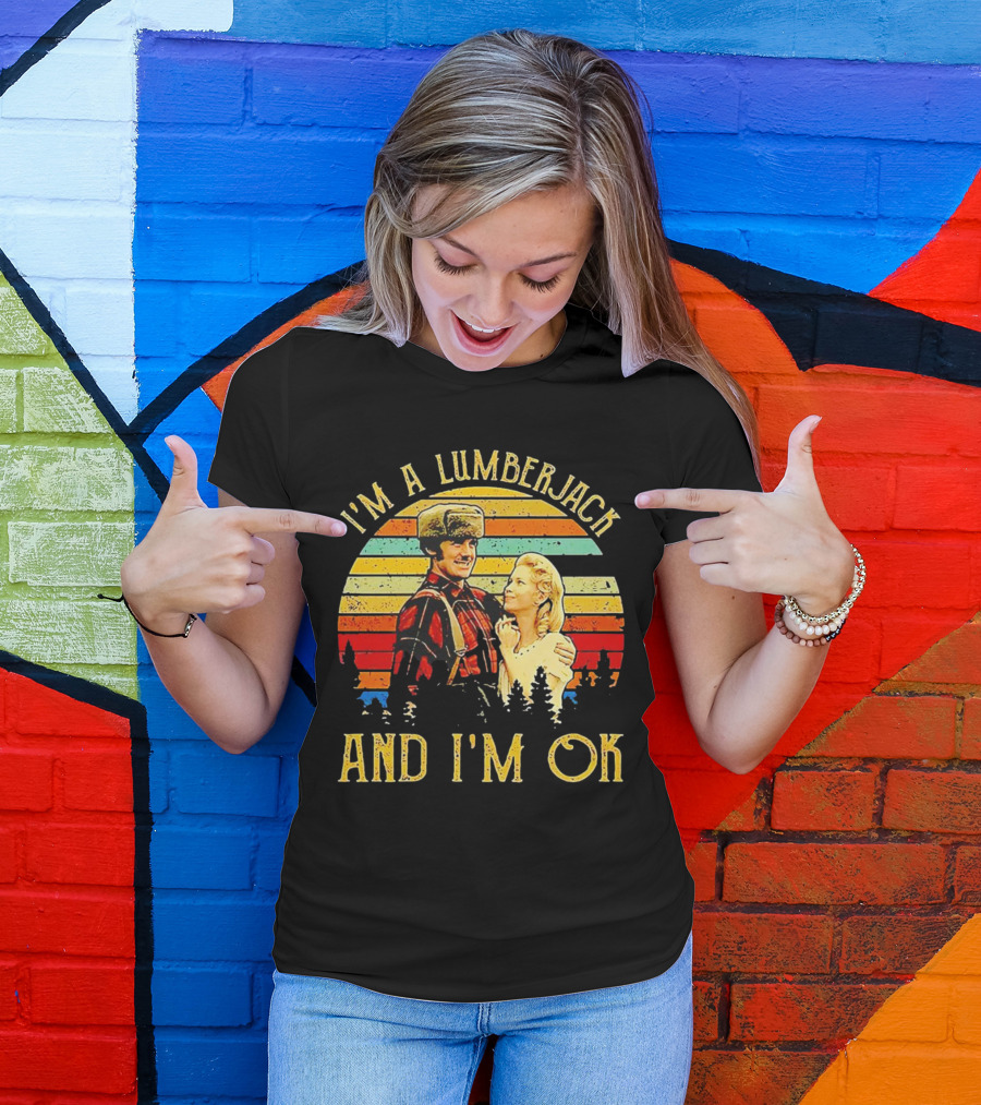 I'm A Lumberjack And I'm OK Vintage Retro T-Shirt