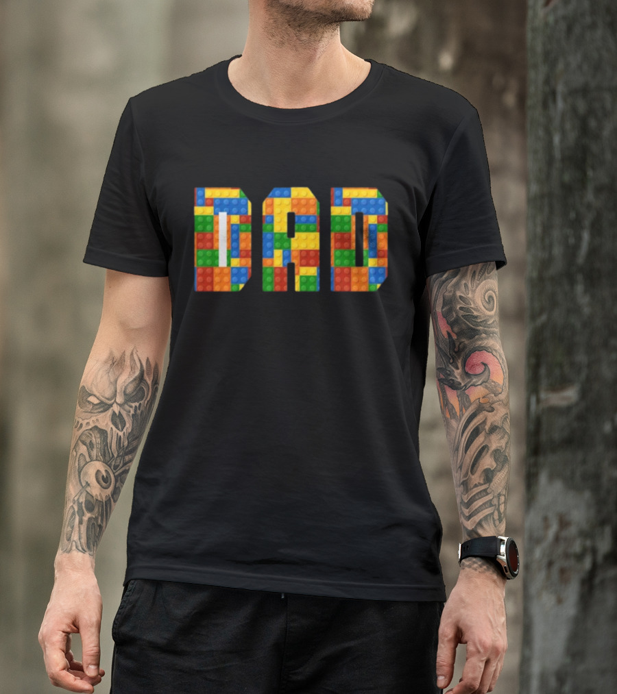 Lego Brick Style Dad Builders T-Shirt