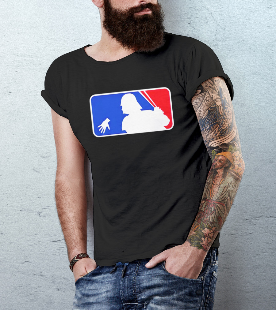 Darth Vader MLB Parody Silhouette With Baseball Bat And Hand T-Shirt