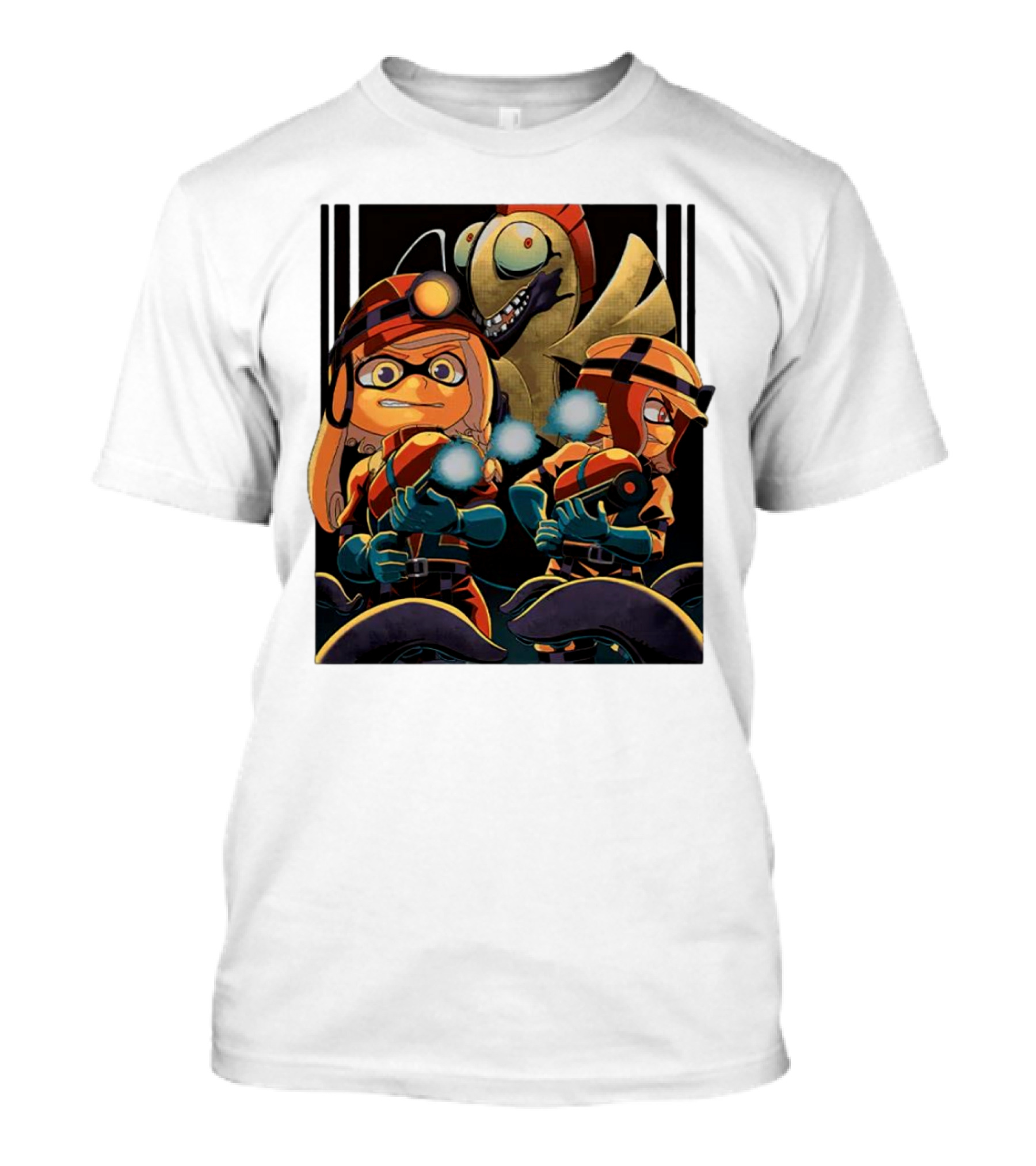 Splatoon Contra Splatra Featuring Animated Inkling Characters With Blasters T-Shirt