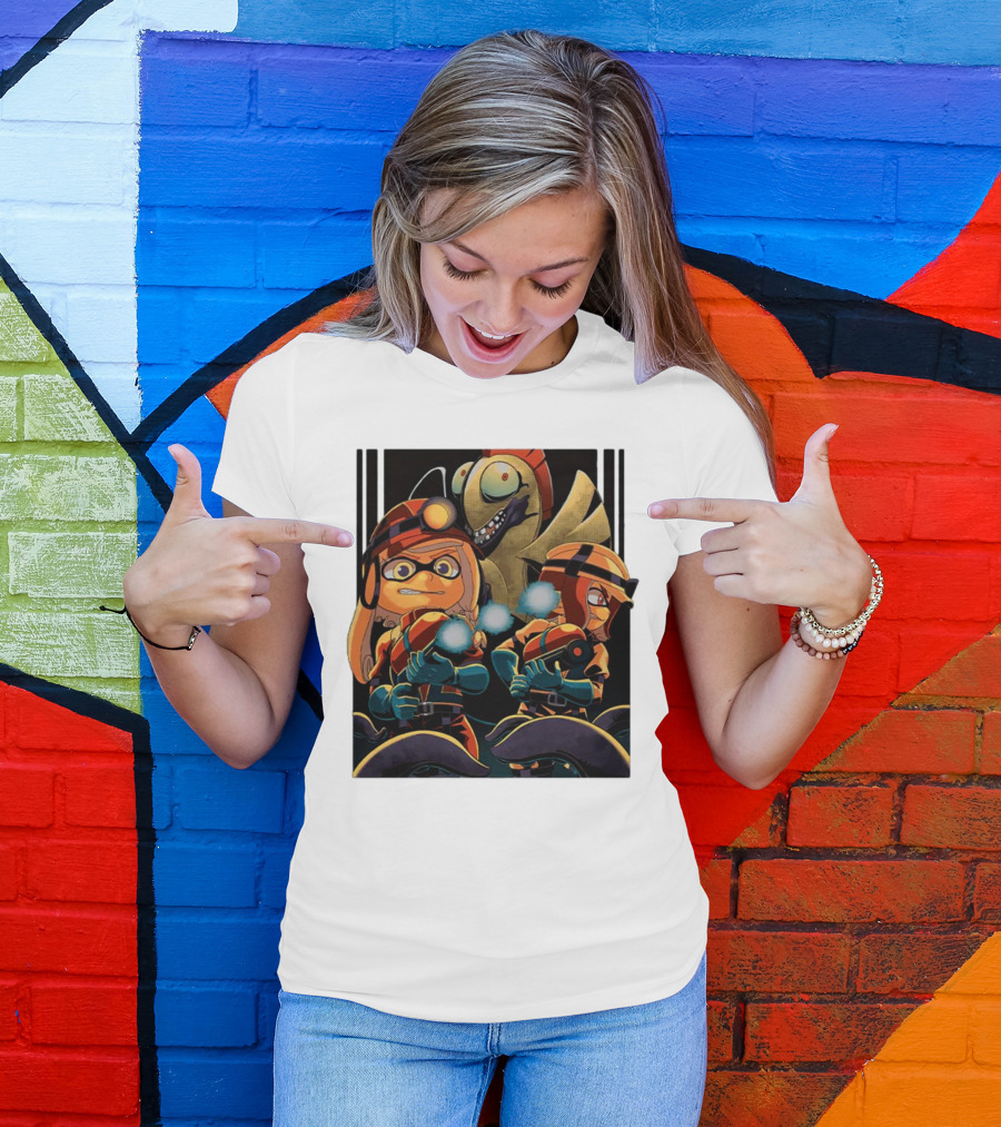 Splatoon Contra Splatra Featuring Animated Inkling Characters With Blasters T-Shirt