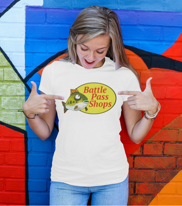 Battle Pass Shops Fish Logo Retro Inspired T-Shirt