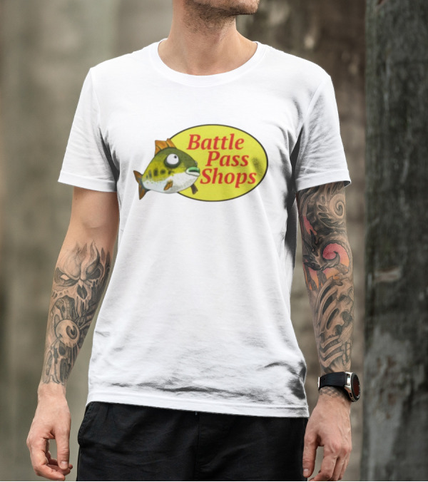 Battle Pass Shops Fish Logo Retro Inspired T-Shirt
