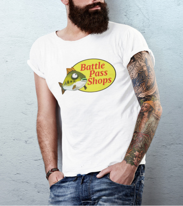 Battle Pass Shops Fish Logo Retro Inspired T-Shirt