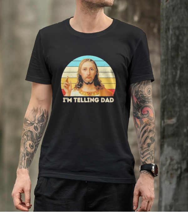 Christian Jesus I'm Telling Dad Retro T-Shirt