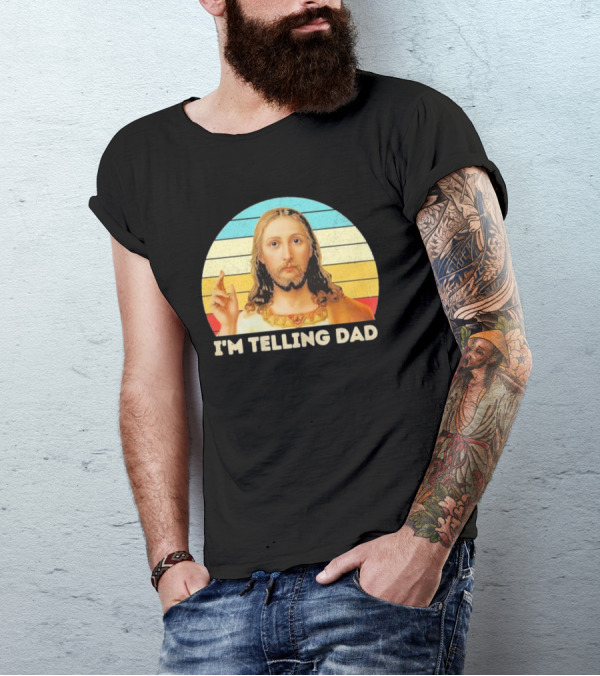 Christian Jesus I'm Telling Dad Retro T-Shirt