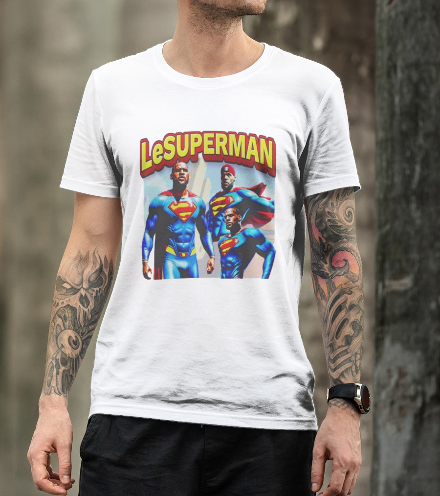 LeSuperman Lebron James Superman Trio Heroic Pose T-Shirt
