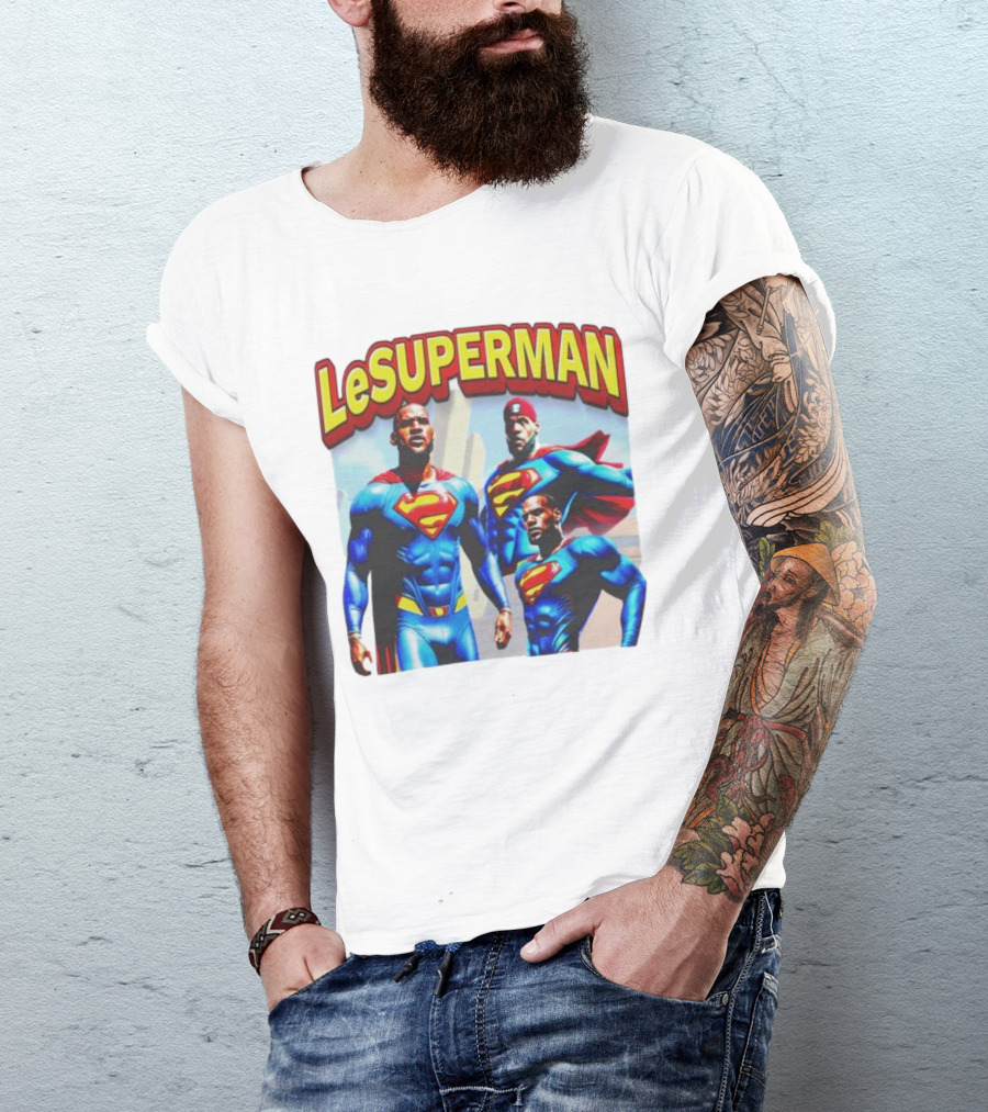 LeSuperman Lebron James Superman Trio Heroic Pose T-Shirt