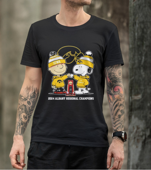 Snoopy And Charlie Brown Iowa Hawkeyes 2024 Albany Regional Champions T-Shirt