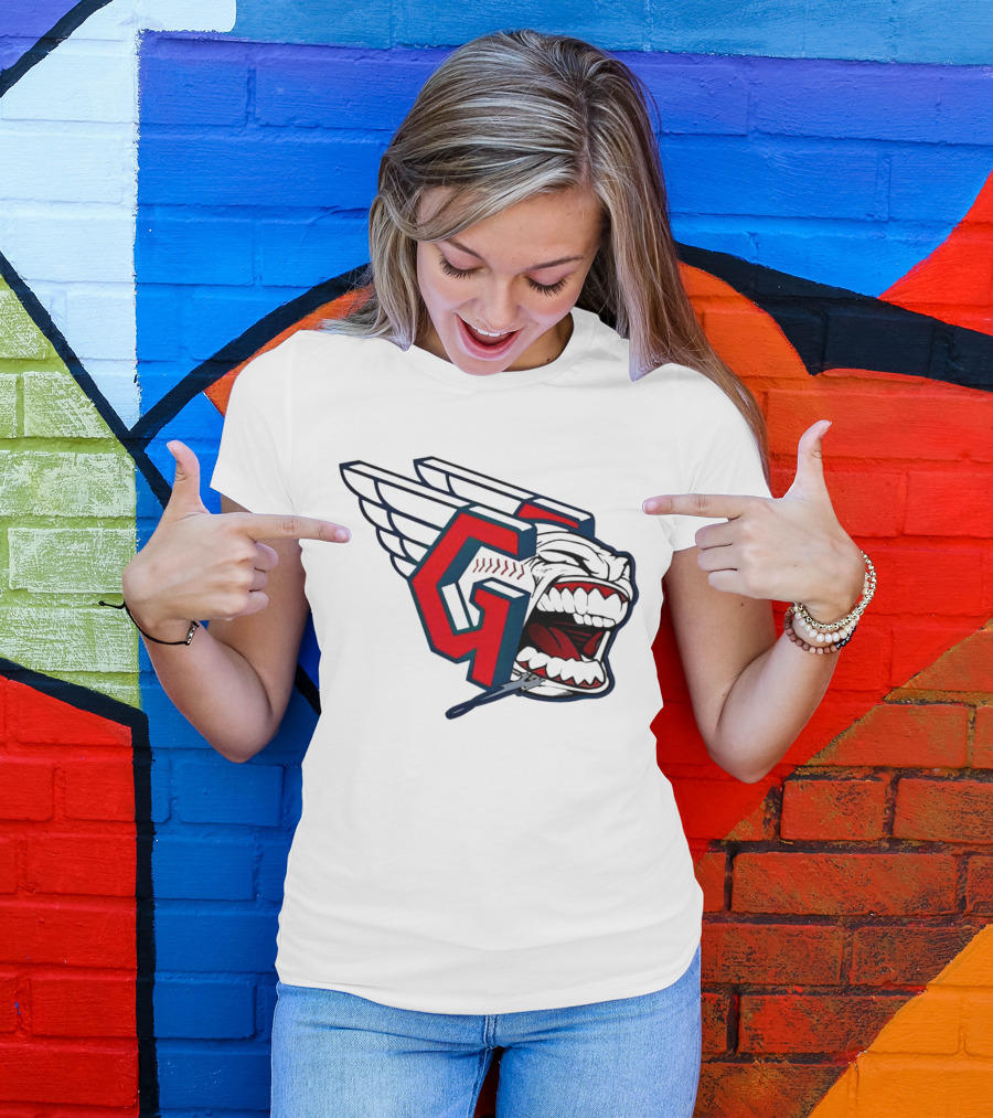 Cleveland Guardians Wings Logo With Fierce Expression T-Shirt