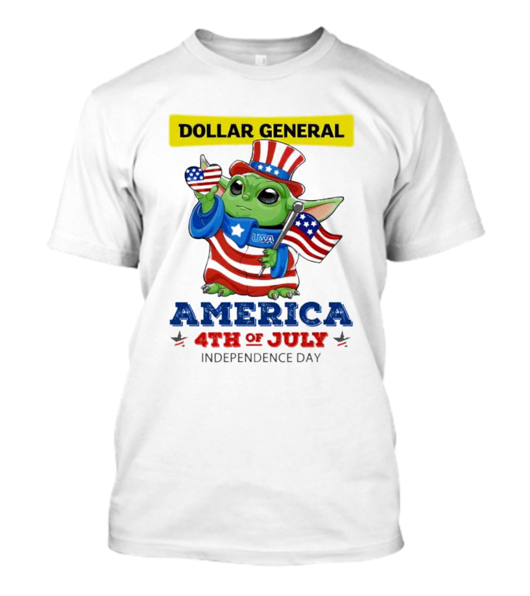 Dollar General Baby Yoda USA America 4th Of July Independence Day T-Shirt