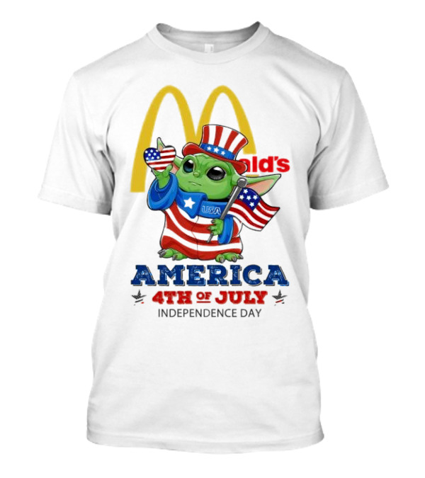 Mcdonald’s Baby Yoda USA America 4th Of July Independence Day T-Shirt