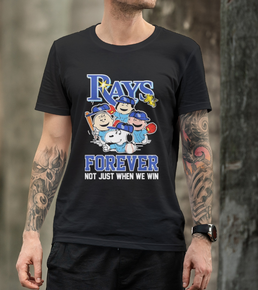 Tampa Bay Rays Peanuts Characters Baseball Forever Not Just When We Win T-Shirt