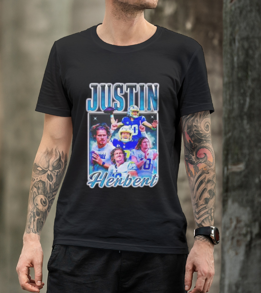 Justin Herbert Dynamic Football Moments Layered T-Shirt