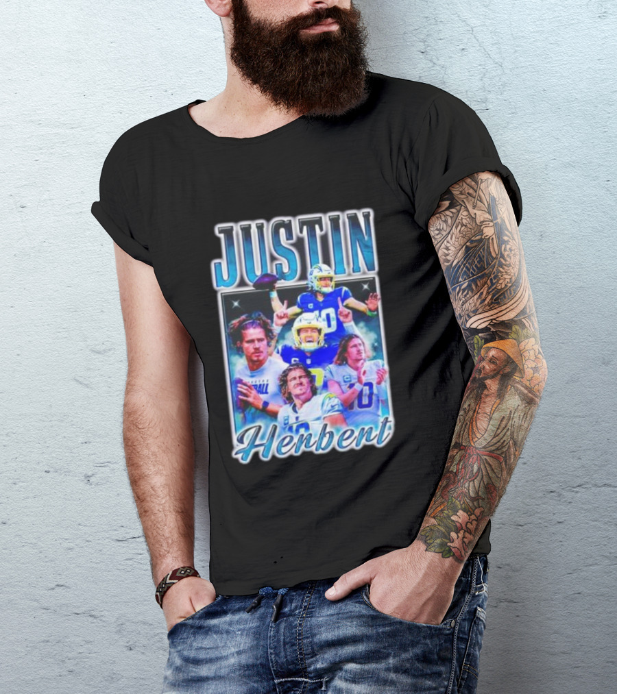 Justin Herbert Dynamic Football Moments Layered T-Shirt