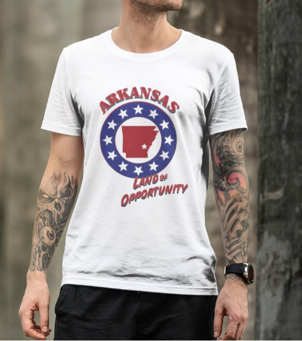 Arkansas Land Of Opportunity Red State Blue Star Circle T-Shirt