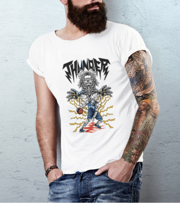 THUNDER Basketball Skeleton Power Burst T-Shirt
