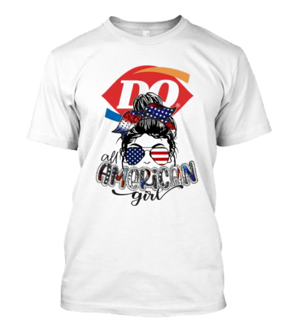 Dairy Queen All American Girl Messy Bun Patriotic髁 T-Shirt
