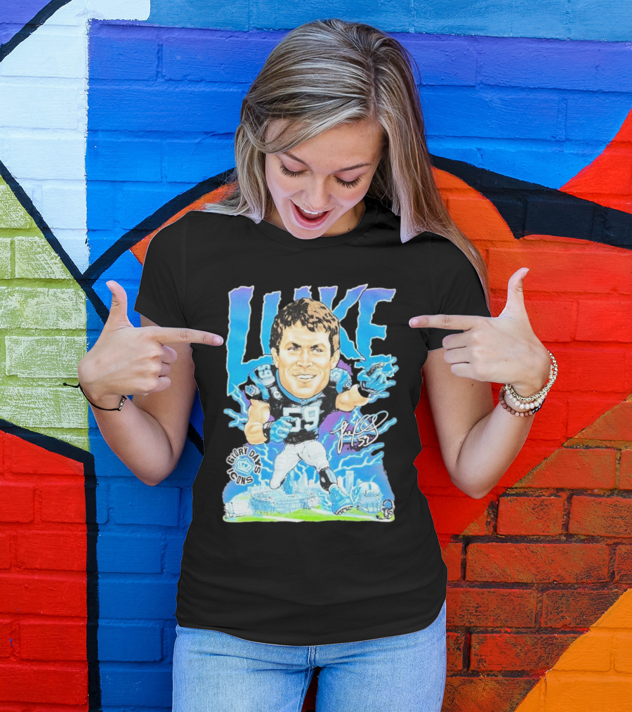 Luke Kuechly Carolina Panthers 59 Glory Days Icons Caricature T-Shirt