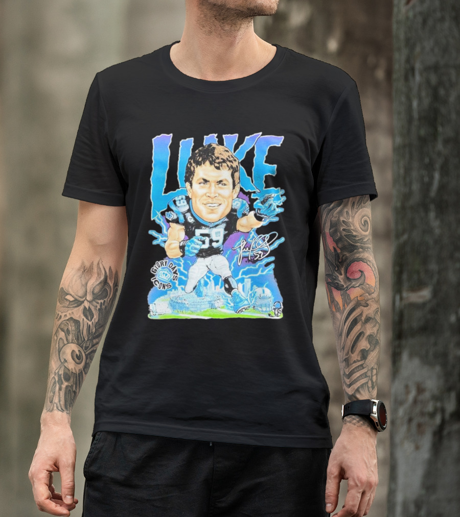 Luke Kuechly Carolina Panthers 59 Glory Days Icons Caricature T-Shirt