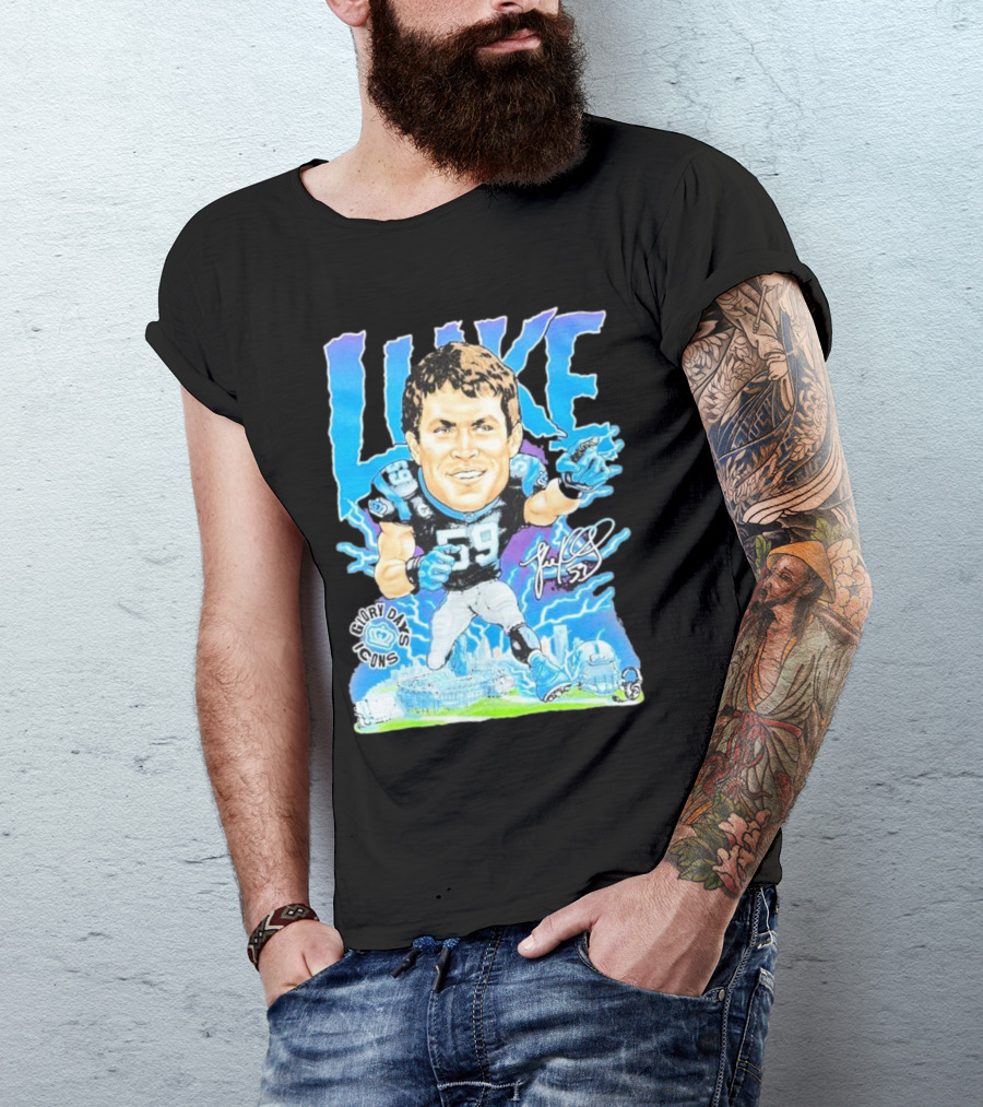 Luke Kuechly Carolina Panthers 59 Glory Days Icons Caricature T-Shirt