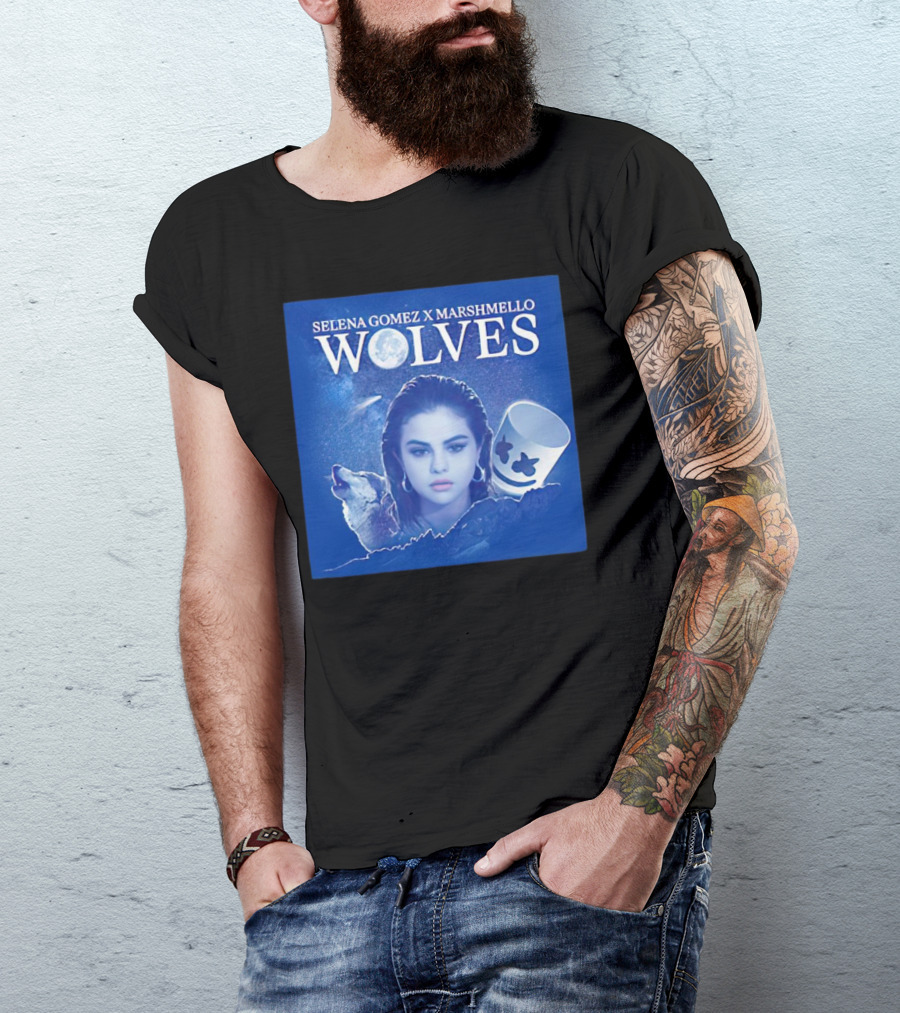 SELENA GOMEZ X MARSHMELLO WOLVES MOON WOLF FACE T-Shirt