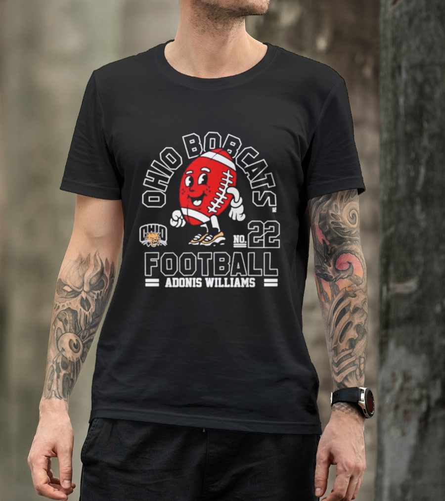 Ohio Bobcats Football No. 22 Adonis Williams T-Shirt
