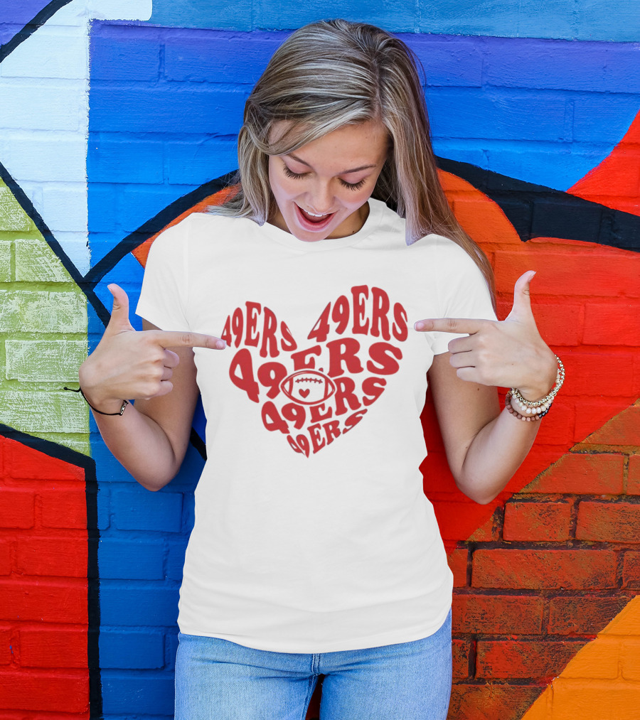 49ers Football Heart Typography T-Shirt