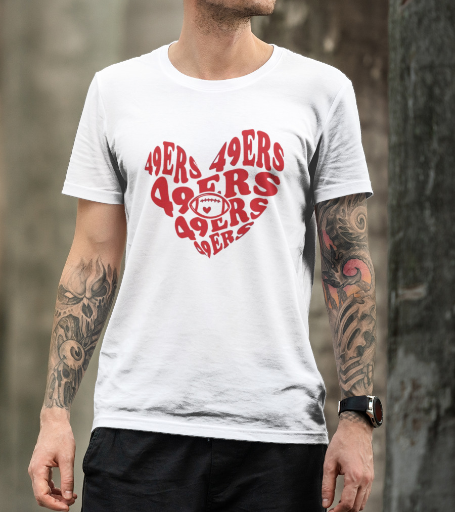 49ers Football Heart Typography T-Shirt