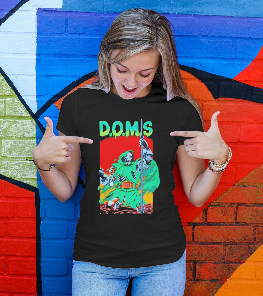 D.O.M.S Skeleton Warrior In Green Cloak Holding Staff T-Shirt