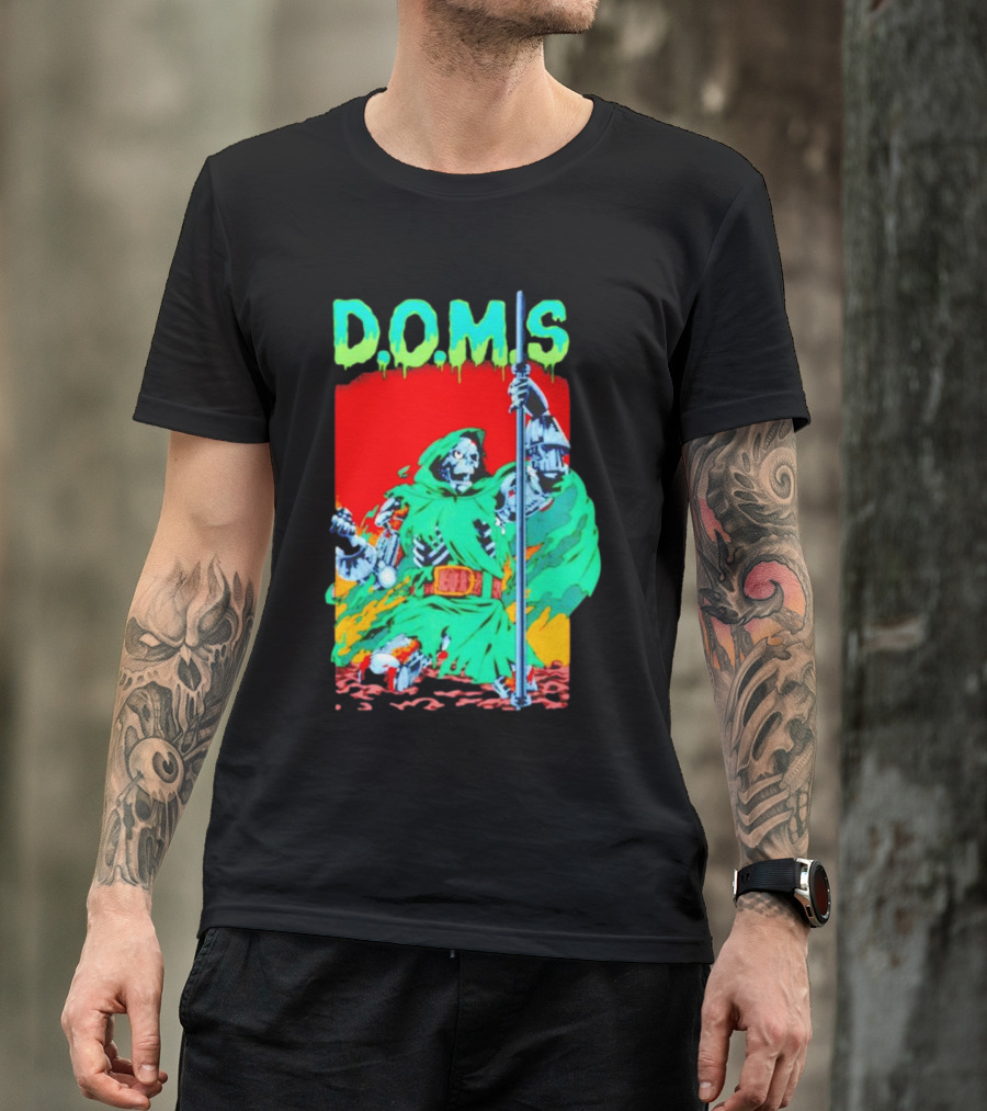 D.O.M.S Skeleton Warrior In Green Cloak Holding Staff T-Shirt
